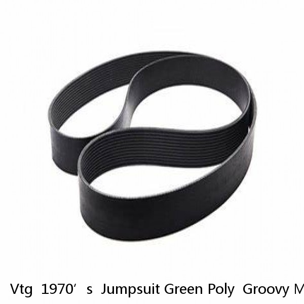 Vtg  1970’s  Jumpsuit Green Poly  Groovy Mod Hip Hugger Belt Loops  Size 8 Zips #1 image